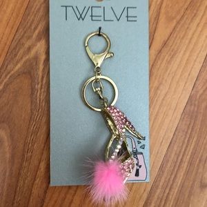 gold studded & fur heel keychain!